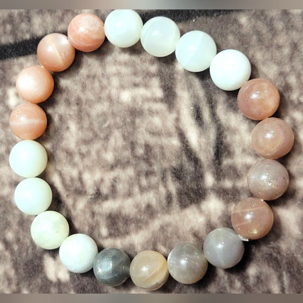 Multi Moonstone 9-11mm Beaded Stretch Bracelet